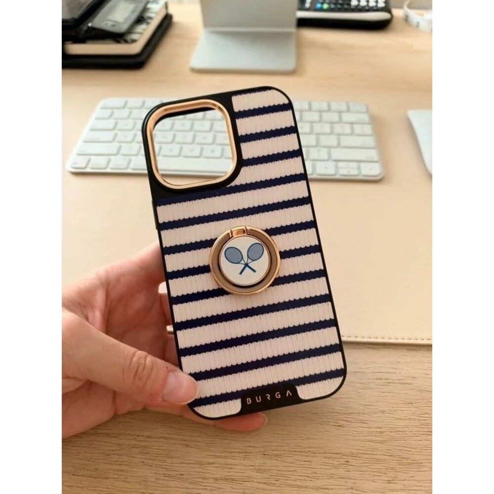 BURGA premium striped phone case with tennis ring holder